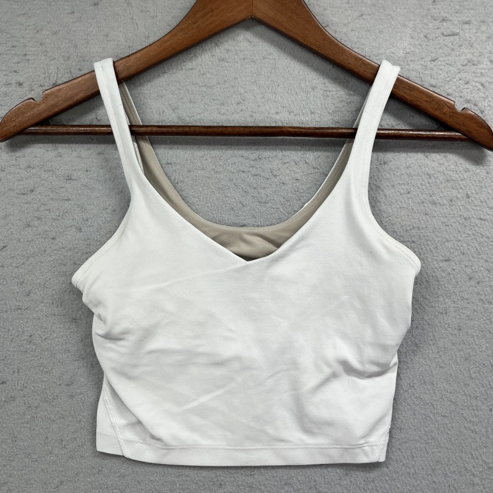 Lululemon Align Tank Top Womens 2 White V Neck Cropped Running Yoga Athleisure